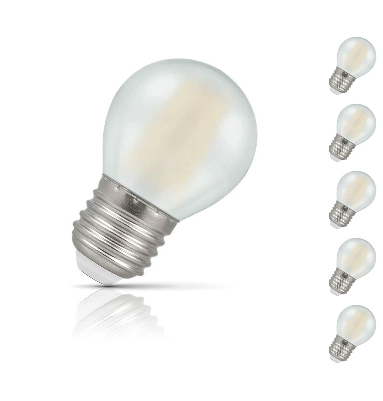 Crompton Lamps 5-Pack Crompton Golfball LED Light Bulbs E27 4.2W (40W Eqv) Dim Warm White Pearl Filament Round Screw Frosted