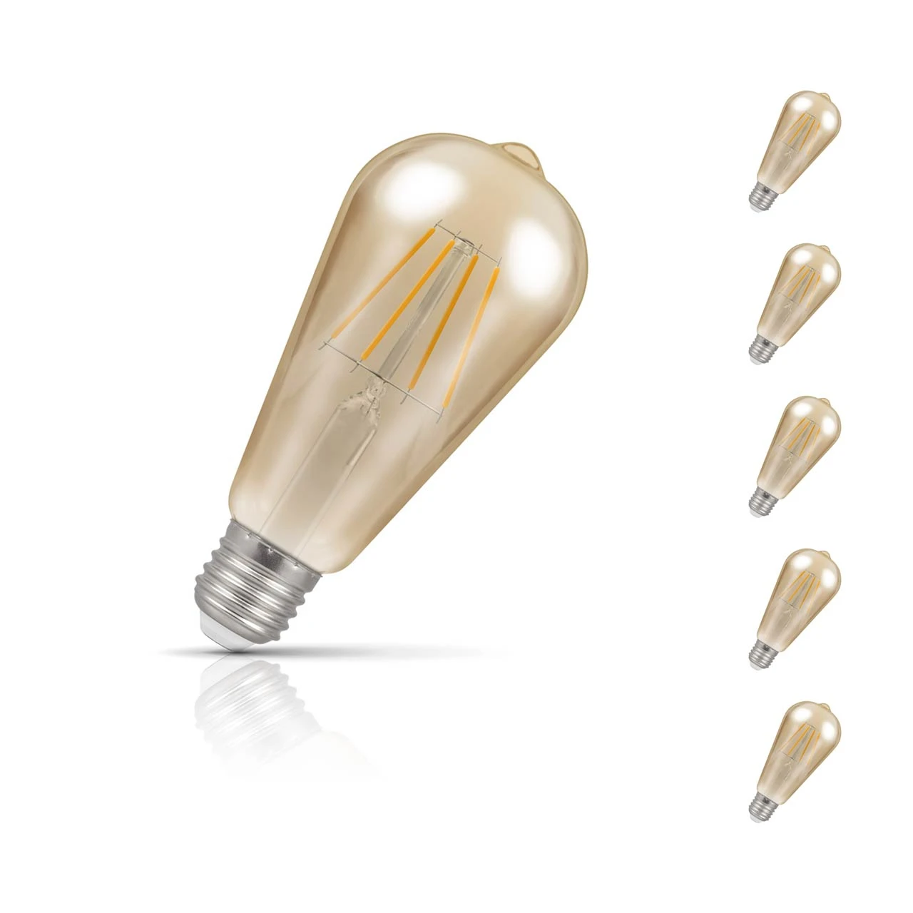 Crompton Lamps 5-Pack Crompton ST64 LED Squirrel Cage Light Bulbs E27 7W (50W Eqv) Dim Extra Warm White Antique Filament Screw Vintage Edison