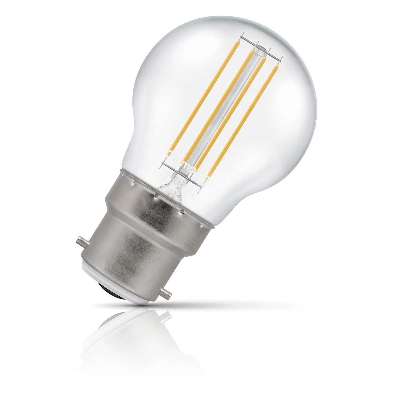 Crompton Lamps Crompton Golfball LED Light Bulb B22 4.2W (40W Eqv) Dim Warm White Clear Filament Round Bayonet