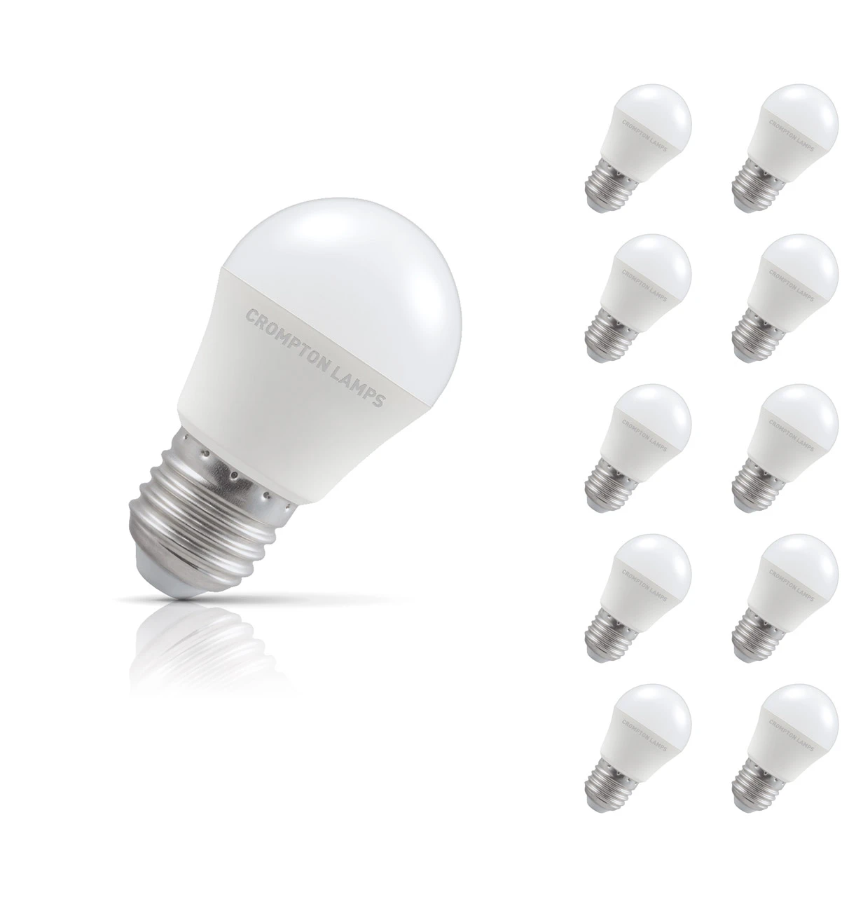 Crompton Lamps 10-Pack Crompton Golfball LED Light Bulbs E27 4.9W (40W Eqv) Cool White Opal Round Screw Frosted
