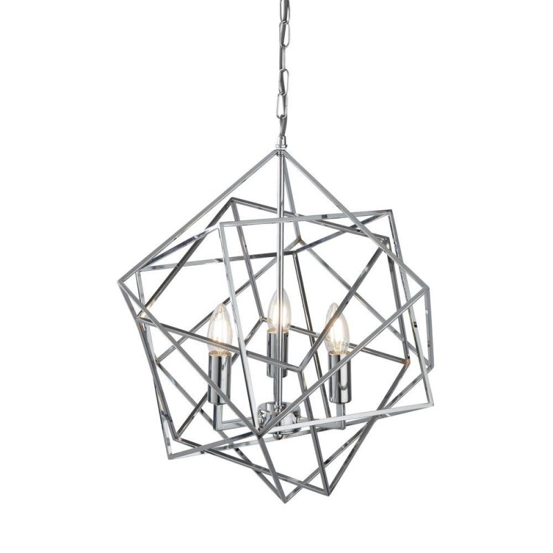 Searchlight Lighting Searchlight 7863-3CC Cube Three Light Ceiling Pendant Light In Chrome