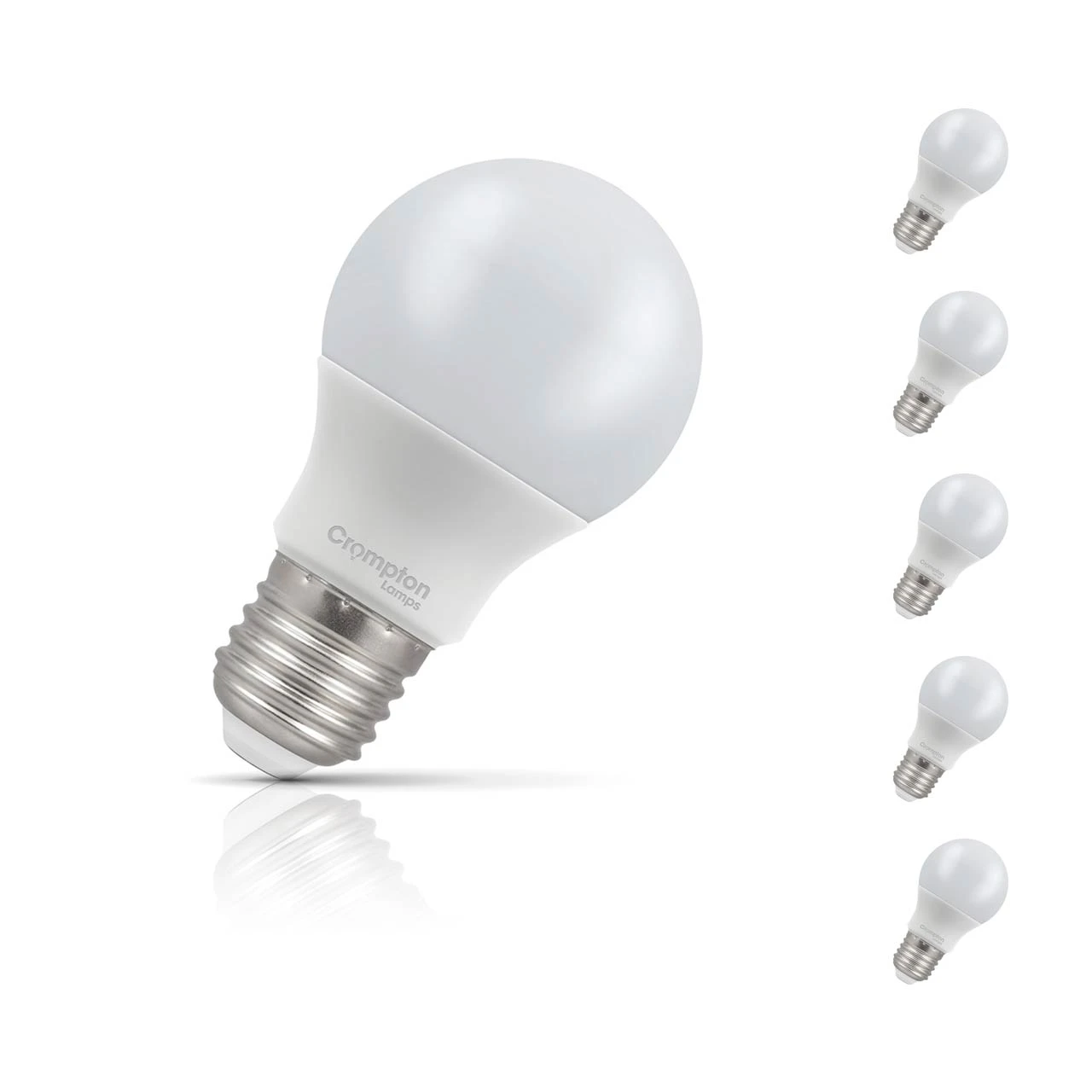 Crompton Lamps 5-Pack Crompton GLS LED Light Bulbs E27 7W (60W Eqv) Warm White Opal Screw Thermal Plastic Frosted