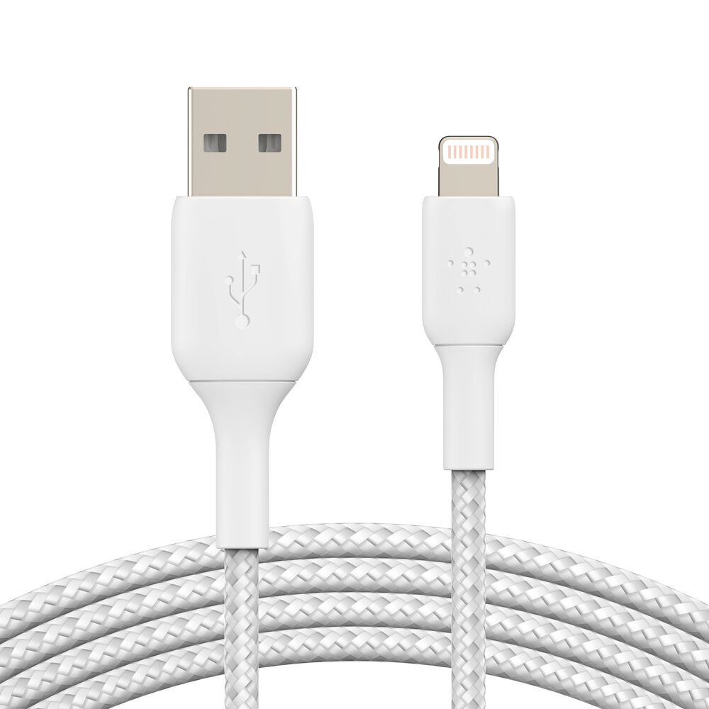 Belkin BoostCharge Braided Lightning to USB-A Cable (2m / 6.6ft, White)