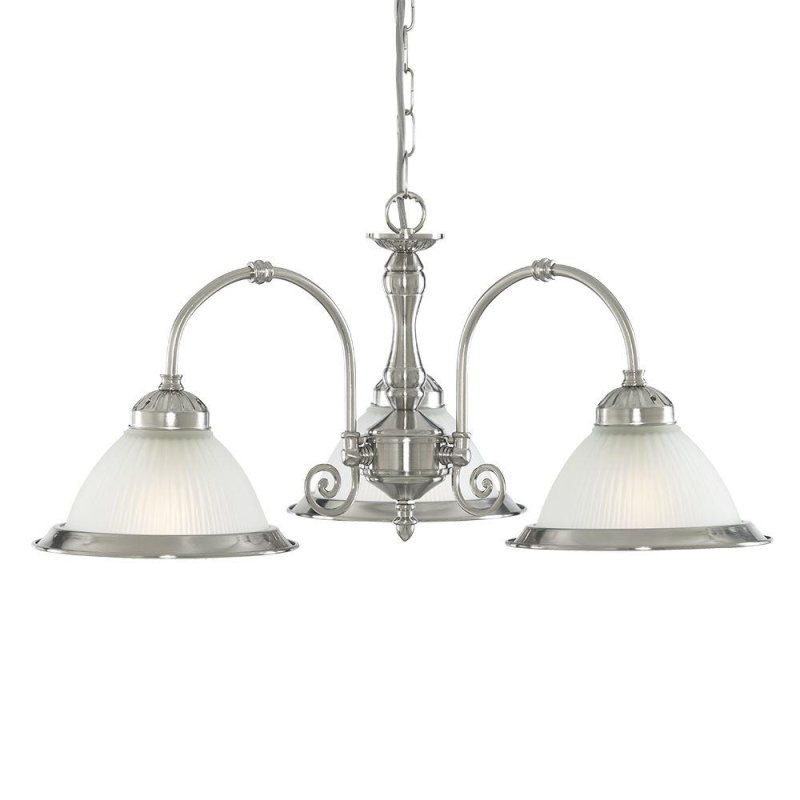 Searchlight Lighting Searchlight 1043-3 American Diner Satin Silver 3 Light Ceiling Fitting In Satin Silver
