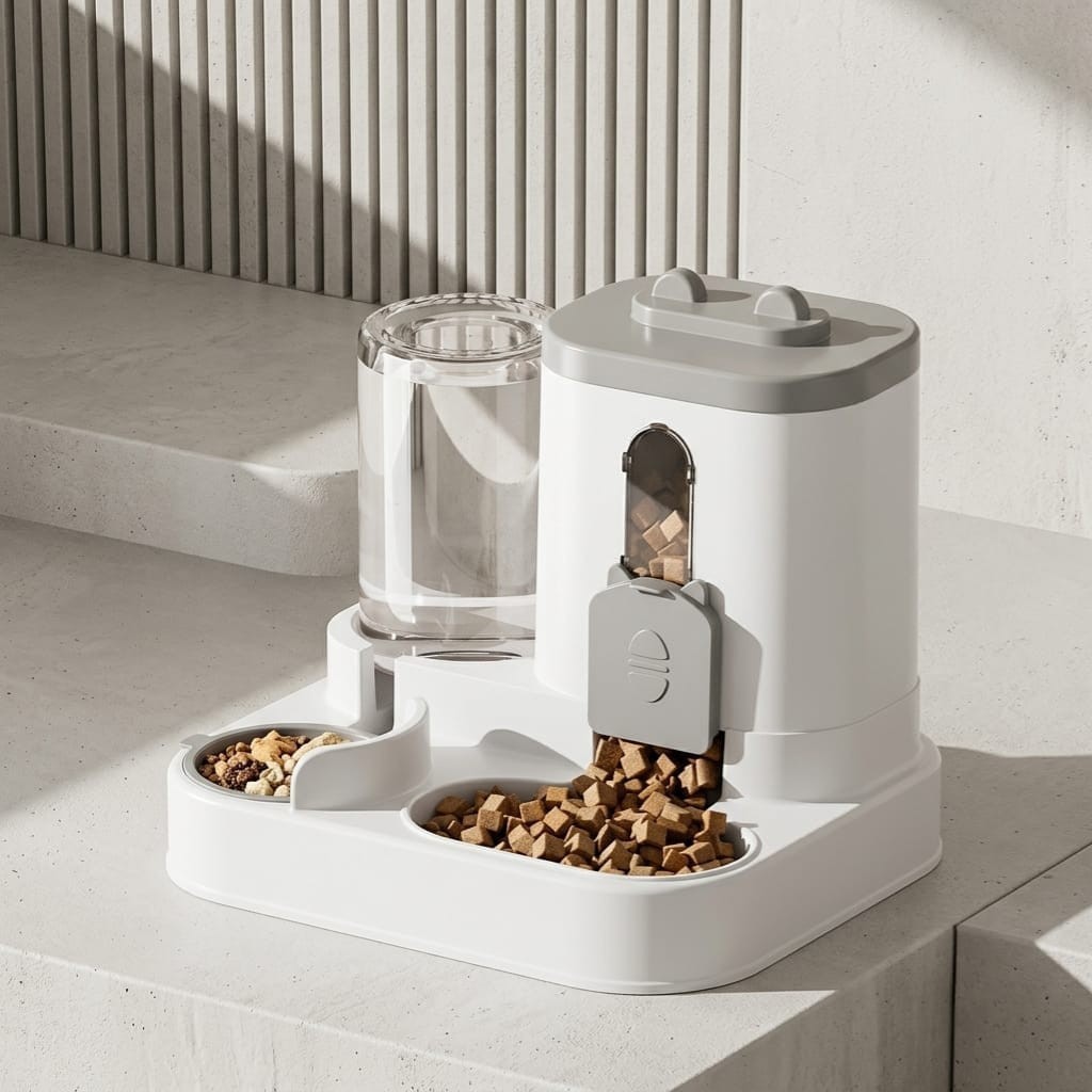 2-in-1 Automatic Cat Food and Water Dispenser Fully Integrated Pet Feeder