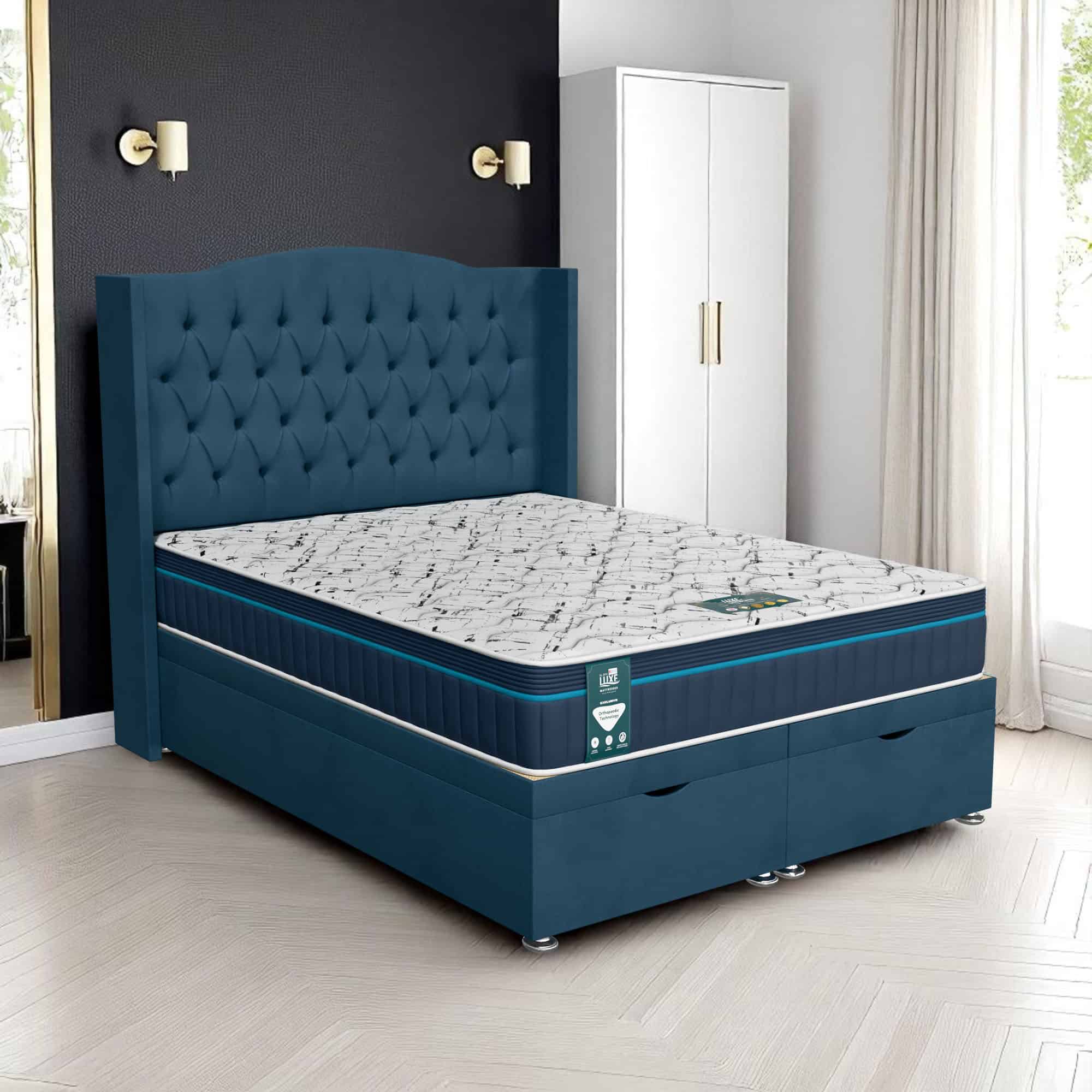 Luxe Mattresses Luxe Chesterfield Curved Ottoman - Milan Cream, Queen Size 120 x 190cm (Small Double)