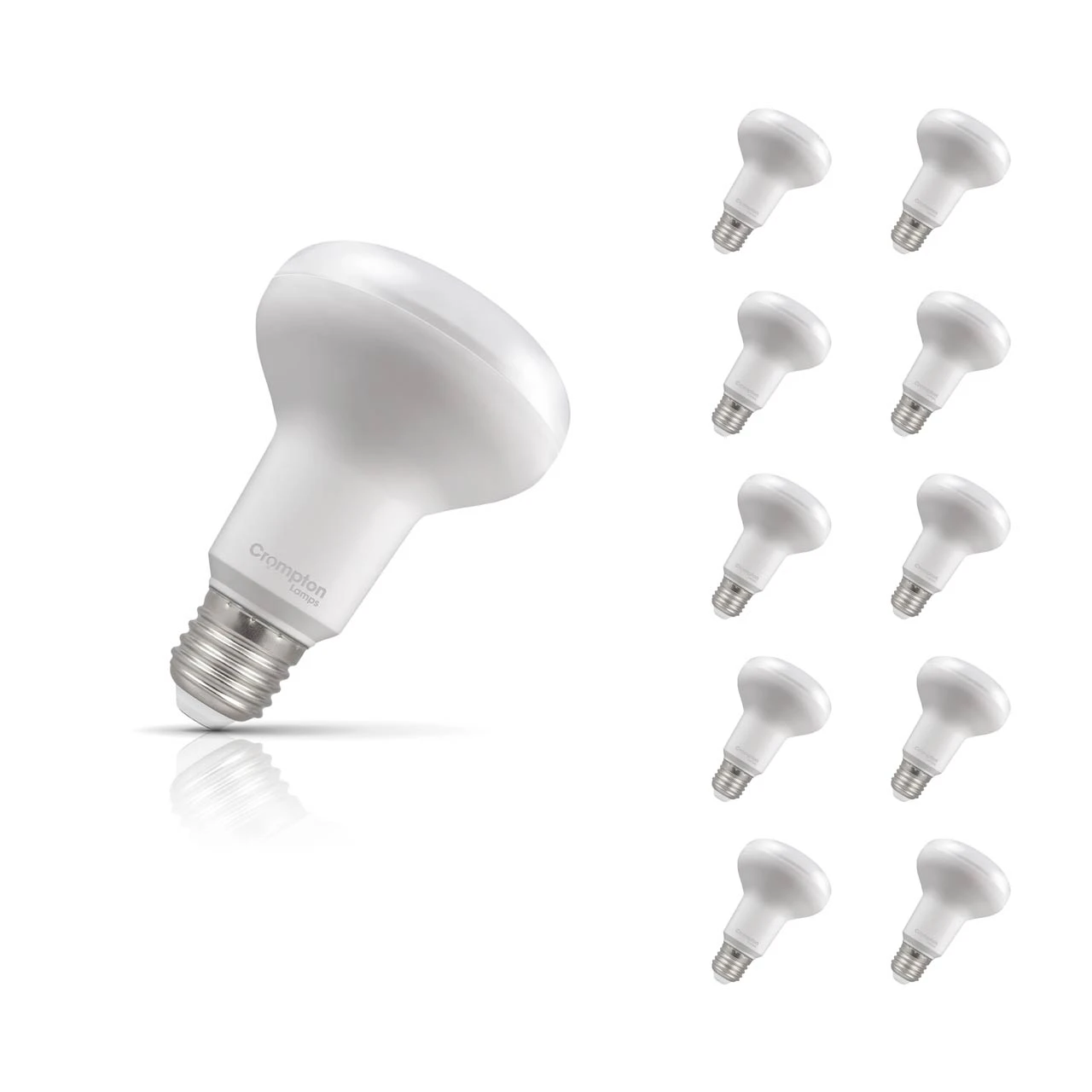 Crompton Lamps 10-Pack Crompton R80 Reflector LED Light Bulbs E27 9.5W (100W Eqv) Warm White Opal Spotlight Screw Frosted 120°