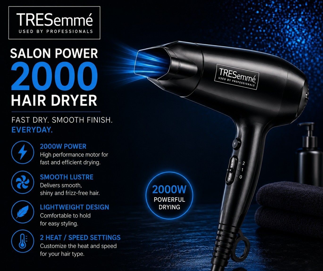 TRESemme Travel Dry 2000 Hair Dryer - Black (5549U)