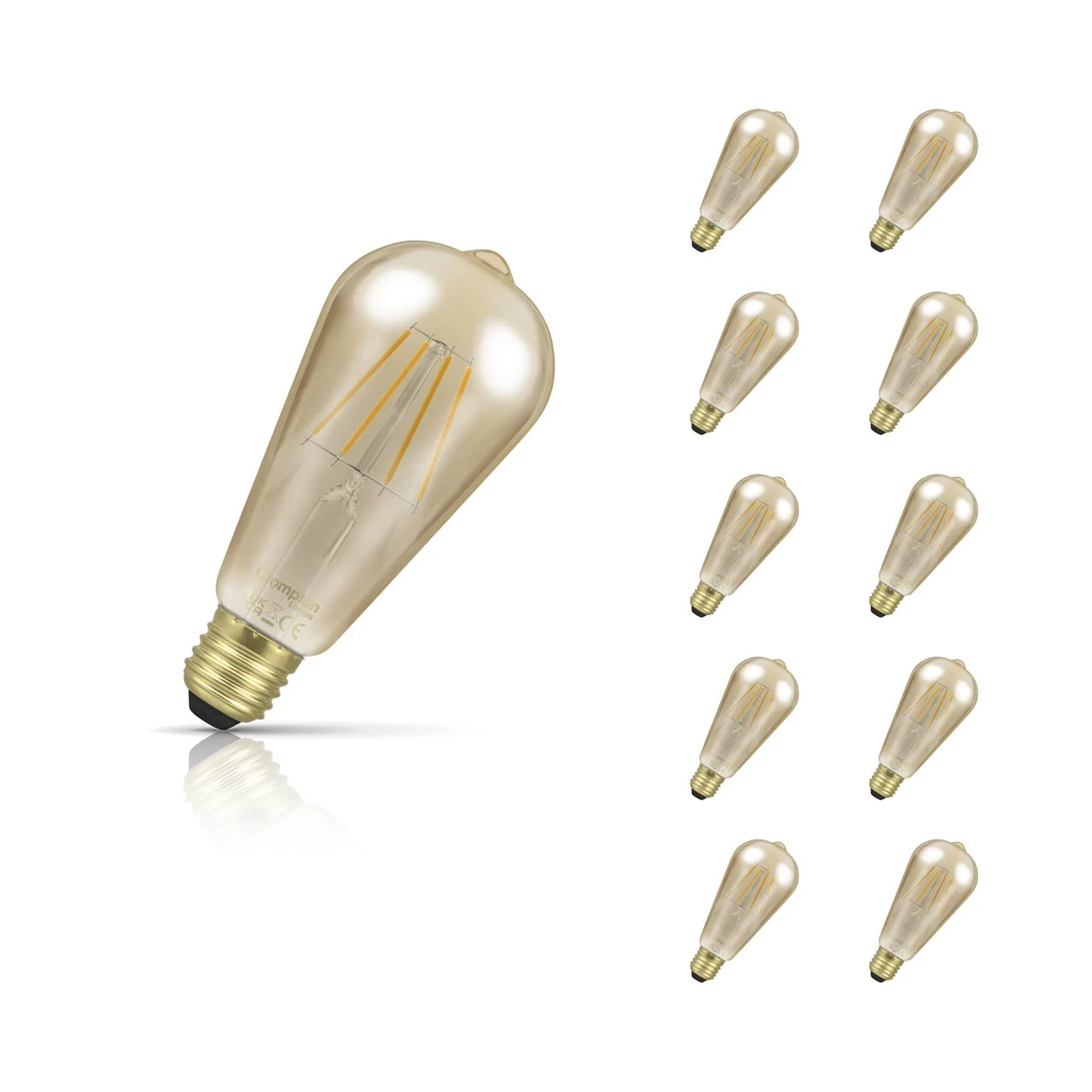 Crompton Lamps 10-Pack Crompton ST64 LED Squirrel Cage Light Bulbs E27 4.5W (35W Eqv) Dim Extra Warm White Antique Filament Screw Vintage Edison