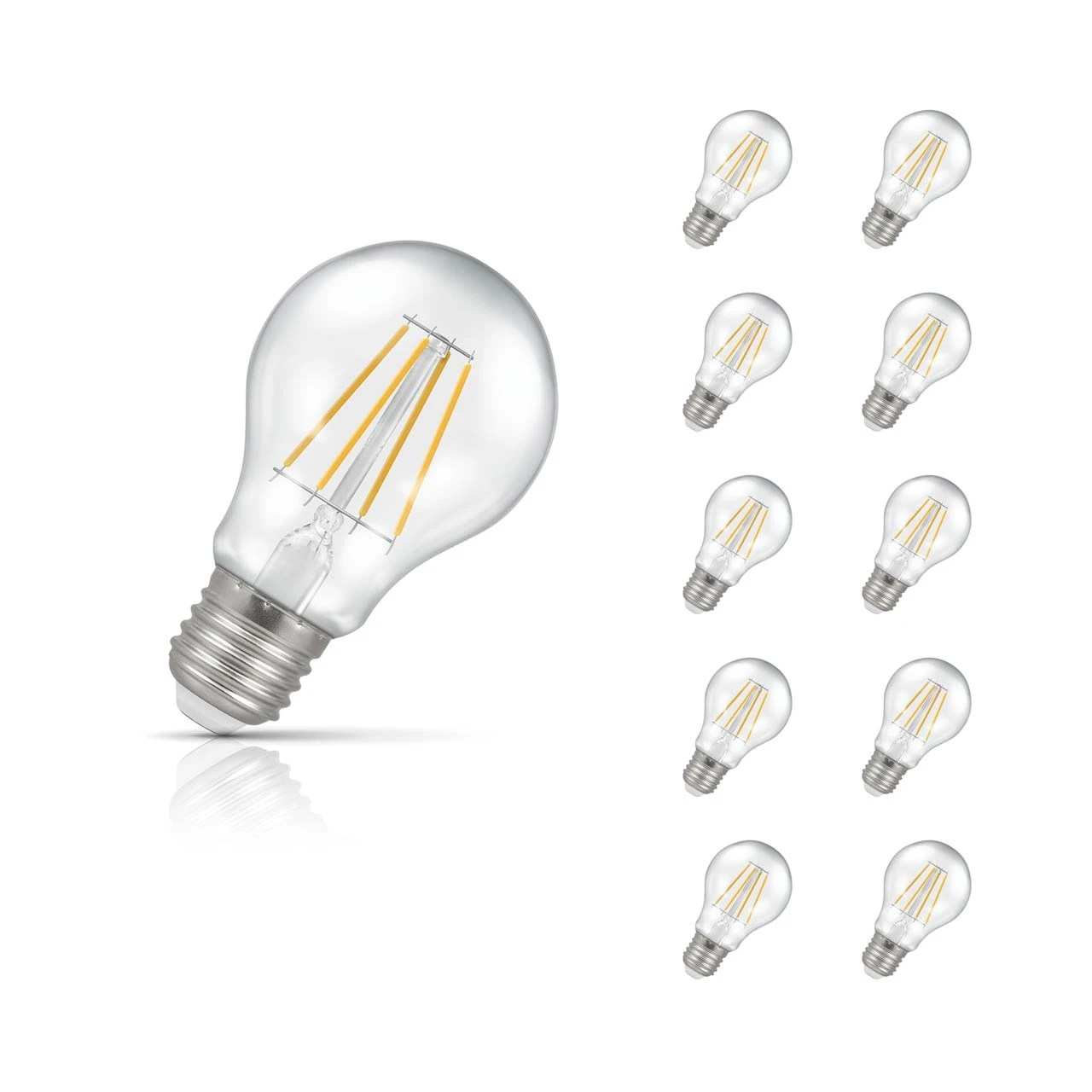 Crompton Lamps 10-Pack Crompton GLS LED Light Bulbs E27 7W (60W Eqv) Dimmable Warm White Clear Filament Screw