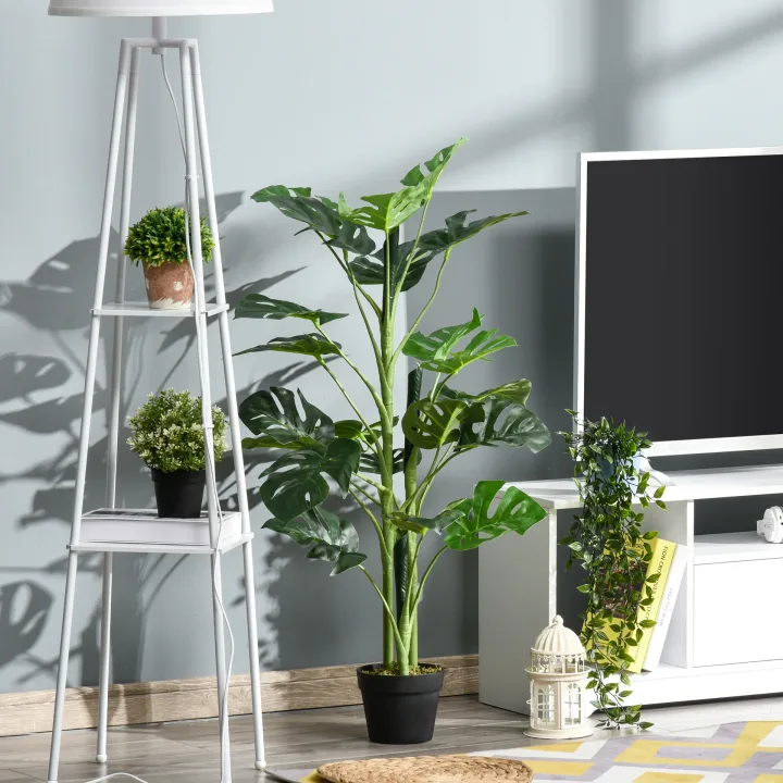 100cm/3.3FT Artificial Monstera Tree Decorative Cheese Plant 21 Leaves with Nursery Pot, Fake Tropical Palm Tree for Indoor Outdoor Décor