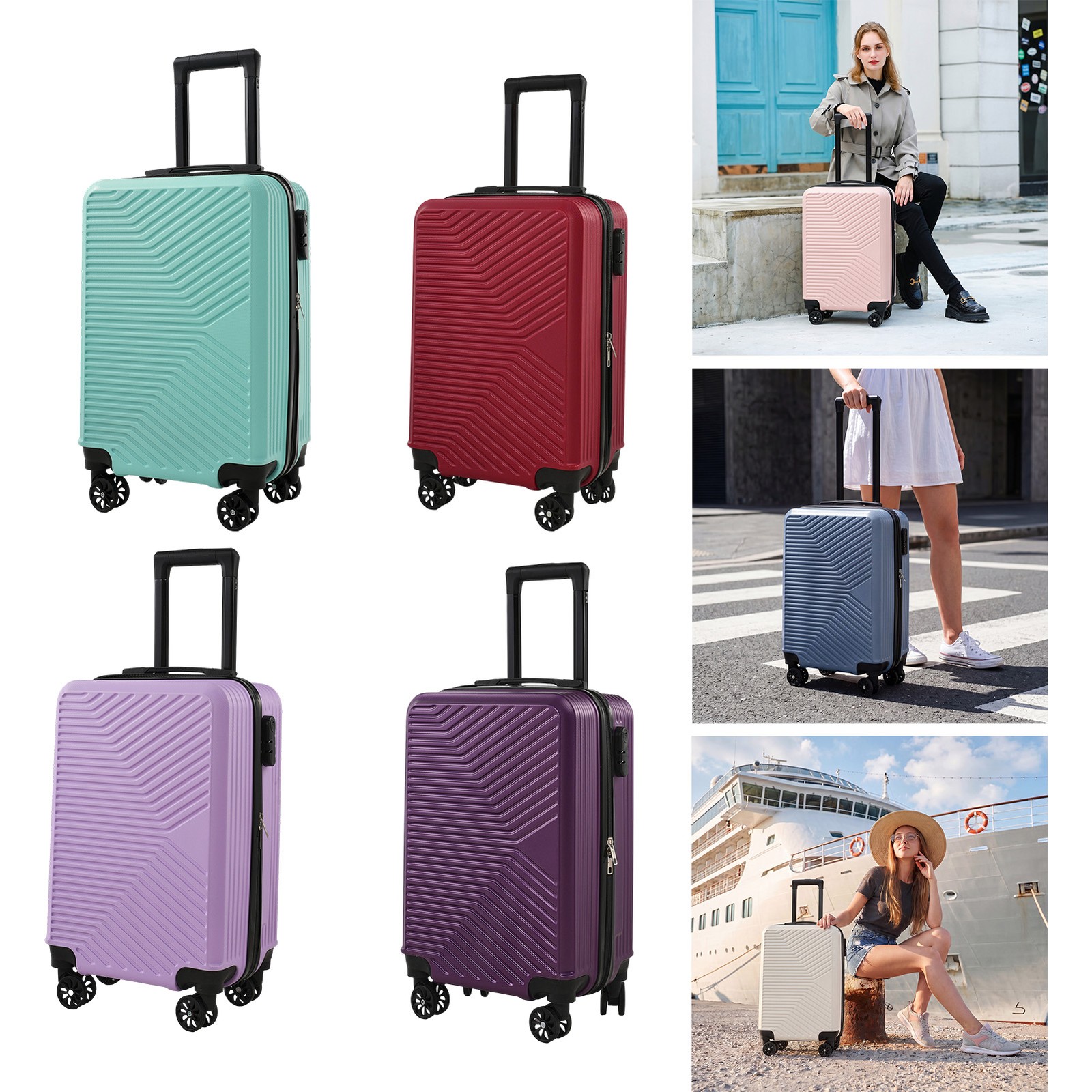 Travel Suitcase Business Travel Silent 4 Spinner Wheels Hard Shell Luggage Cabin