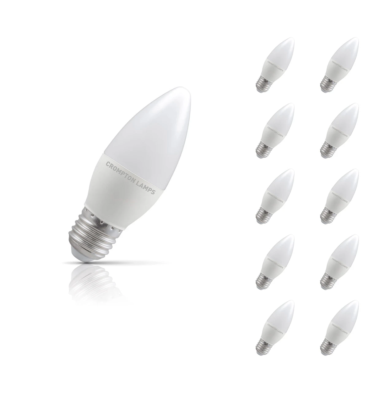 Crompton Lamps 10-Pack Crompton Candle LED Light Bulbs E27 4.9W (40W Eqv) Daylight Opal Screw Frosted