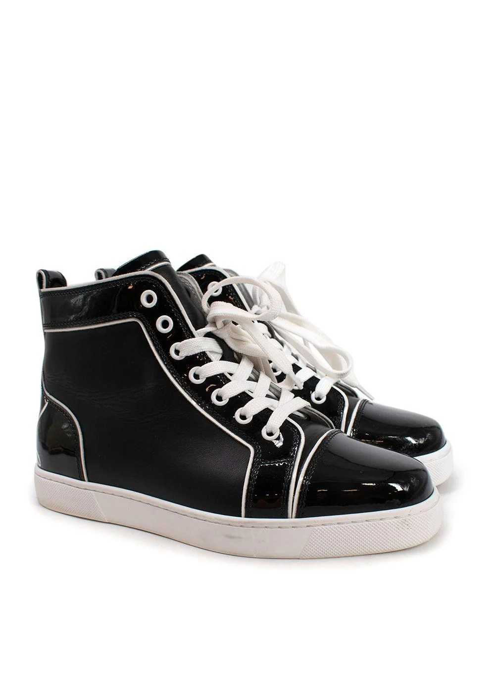 Christian Louboutin Black Patent Leather Fun Louis High top Sneakers