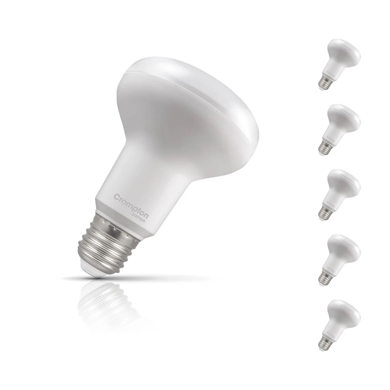 Crompton Lamps 5-Pack Crompton R80 Reflector LED Light Bulbs E27 9.5W (100W Eqv) Warm White Opal Spotlight Screw Frosted 120°