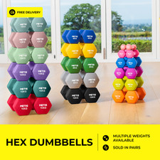 METIS Neoprene Hex Dumbbells [Pair] - Fitness Weights Gym/Home