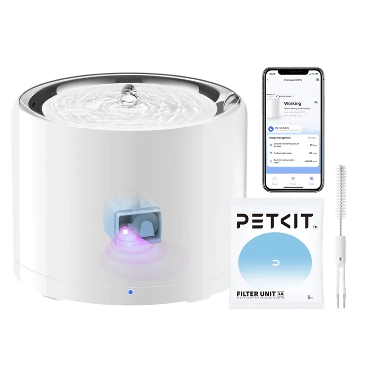 PETKIT-UK PETKIT Cat Water Fountain, UVC Wireless Pump, APP Control, 1.8L Cat Fountain Stainless Steel, Ultra Quiet, Hygienic Fresh Water for Cats Dogs, 3 Worki