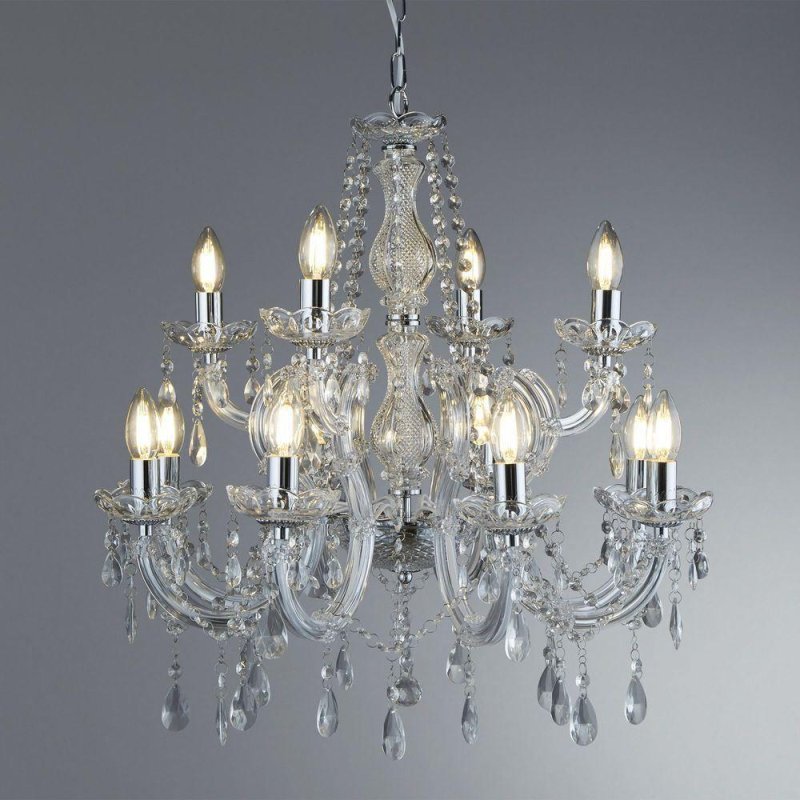 Searchlight Lighting Searchlight 399-12 Marie Therese 12 Light Chandelier Light In Polished Chrome