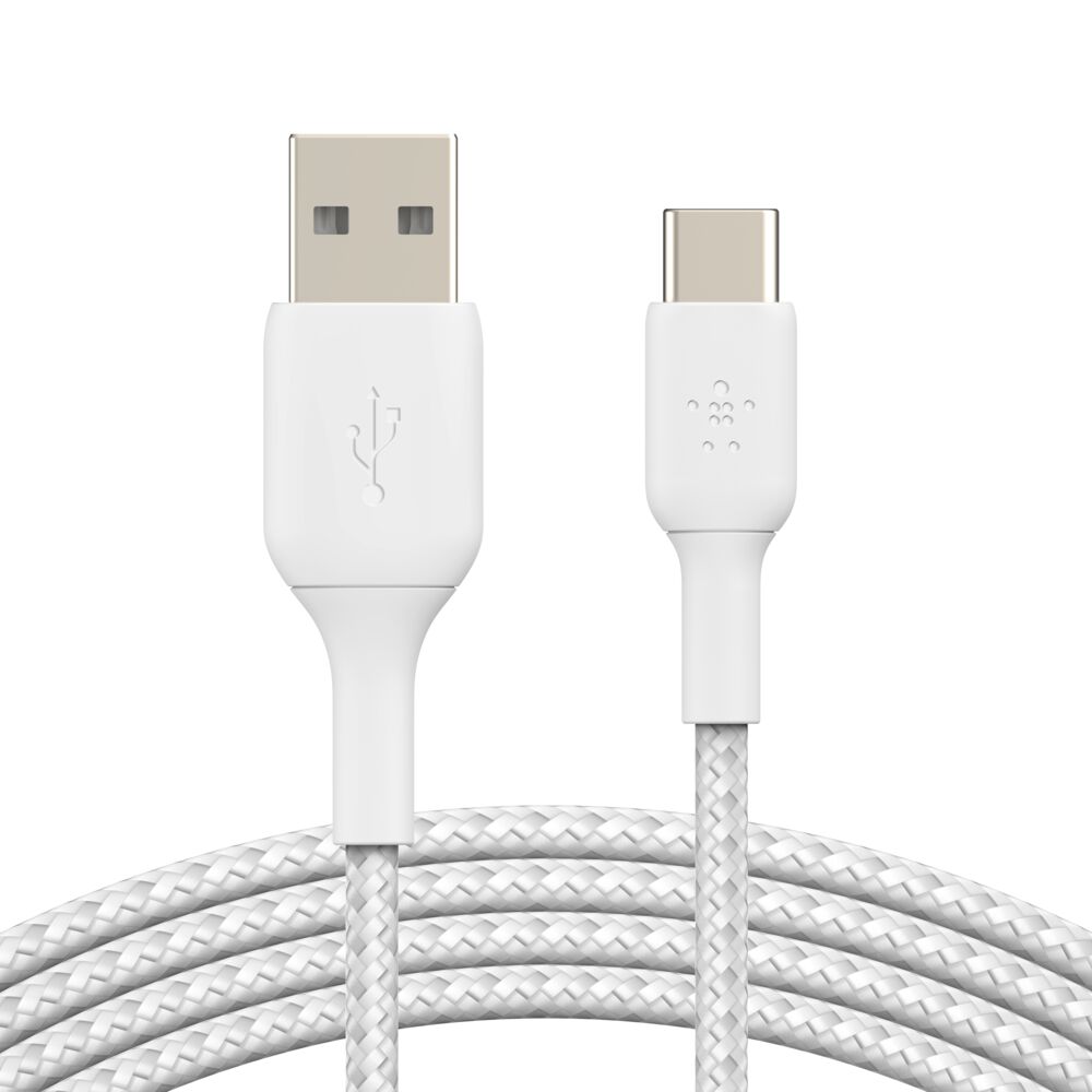 Belkin BoostCharge BOOST↑CHARGE Braided USB-C to USB-A Cable (2m / 6.6ft, White)