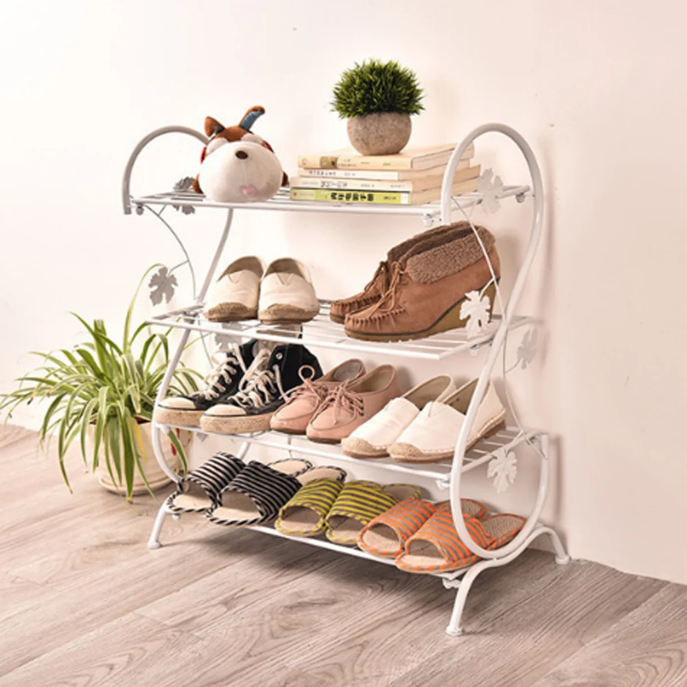 Garden Sanctuary White Metal 4 Tier S-Shape Shoe Rack