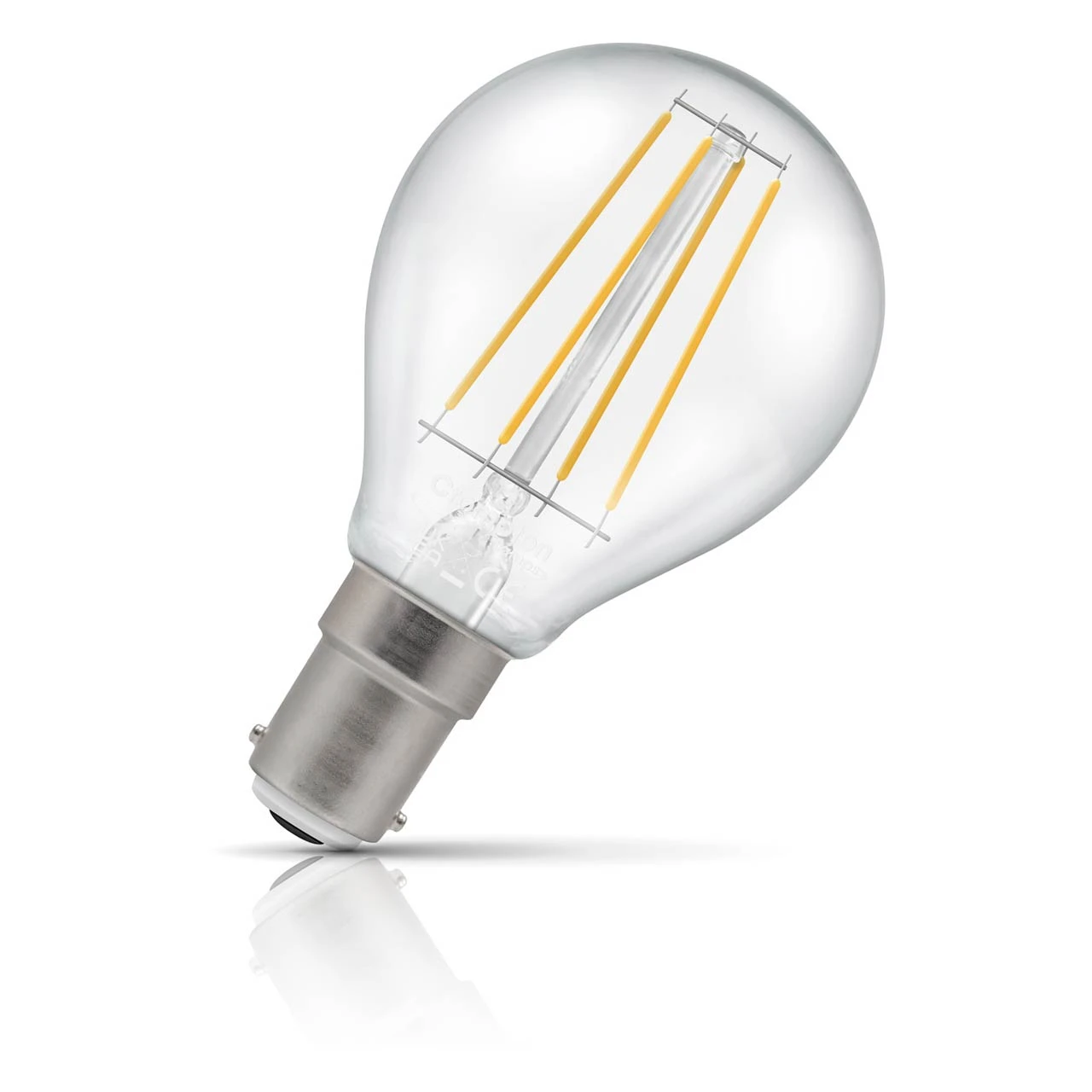 Crompton Lamps Crompton Golfball LED Light Bulb B15 4.2W (40W Eqv) Dim Warm White Clear Filament Round Small Bayonet