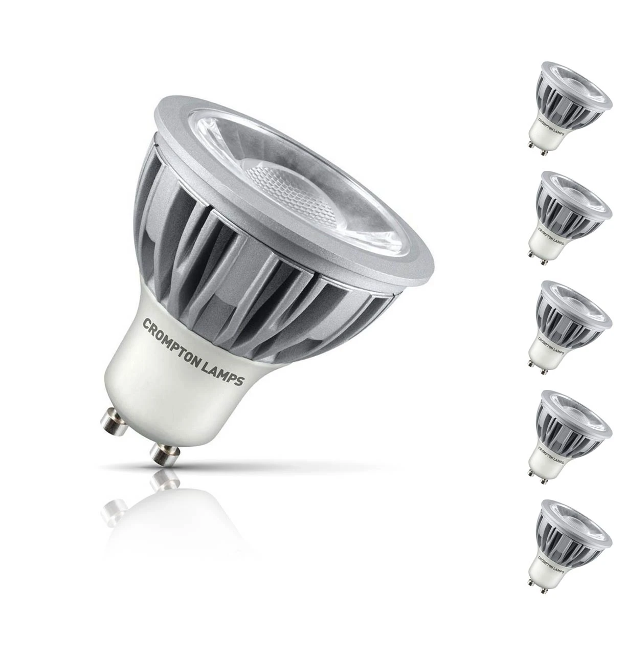 Crompton Lamps 5-Pack Crompton GU10 Spotlight LED Light Bulbs 5W (50W Eqv) Warm White Clear Halogen Replacement High Performance 45°