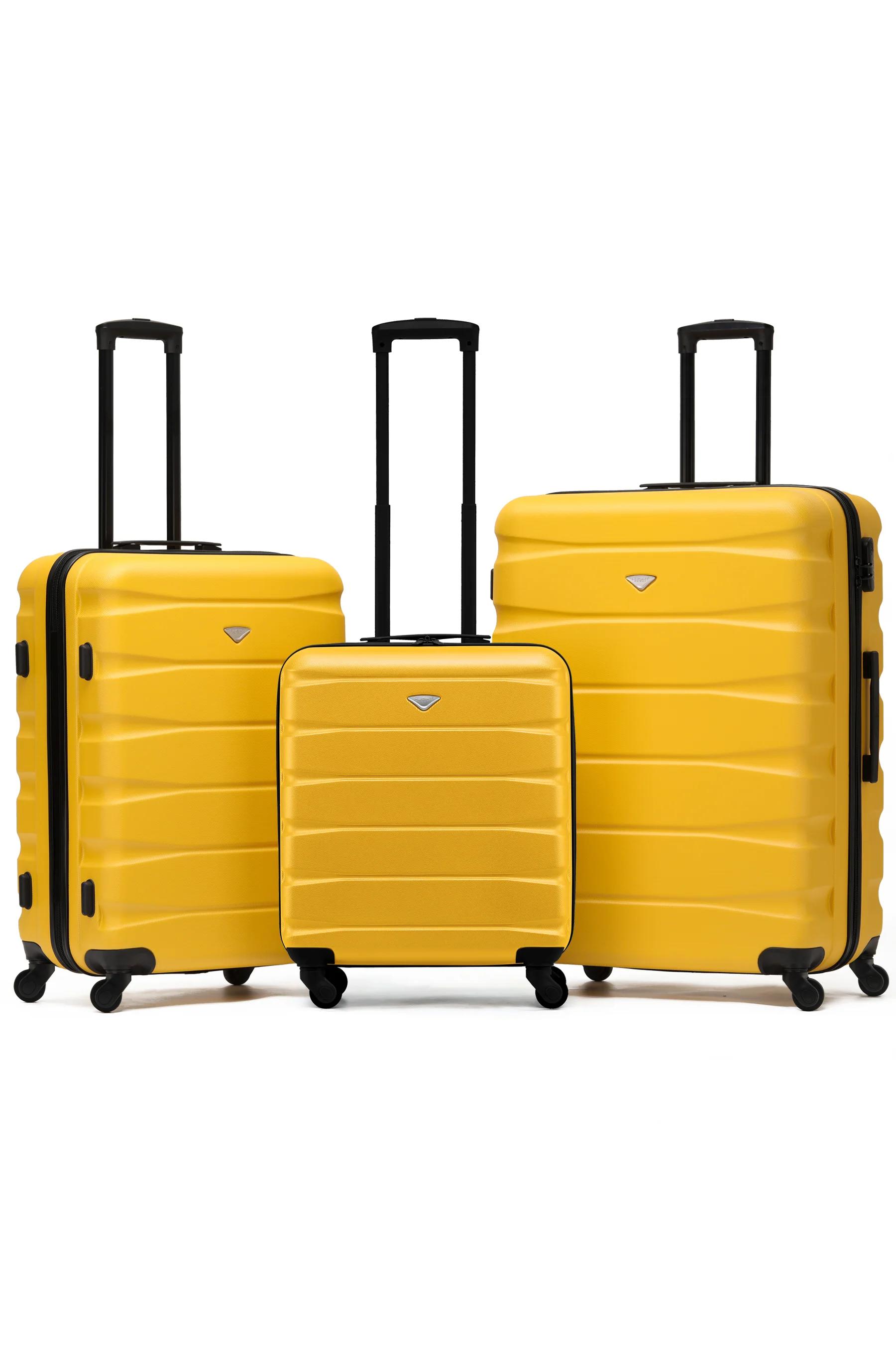 SAFIR 3-Piece Suitcase Set (56x45x25cm + Medium + Large) - Yellow / Black / Set of 3