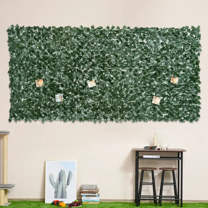 1-Piece Artificial Leaf Hedge Screen Privacy Fence Panel for Garden Outdoor Indoor Decor, Dark Green, 3M x 1.5M