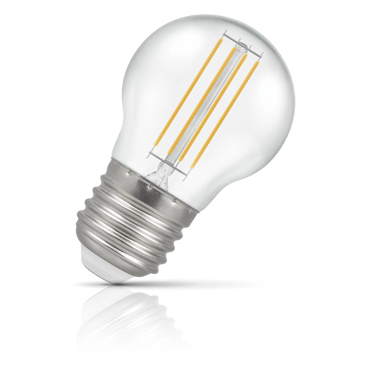 Crompton Lamps Crompton Golfball LED Light Bulb E27 4.2W (40W Eqv) Dimmable Warm White Clear Filament Round Screw