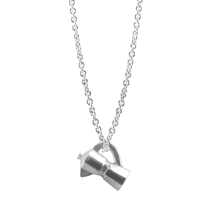ANCHOR & CREW GUSTATORY Coffee Moka Pot Silver Necklace Pendant