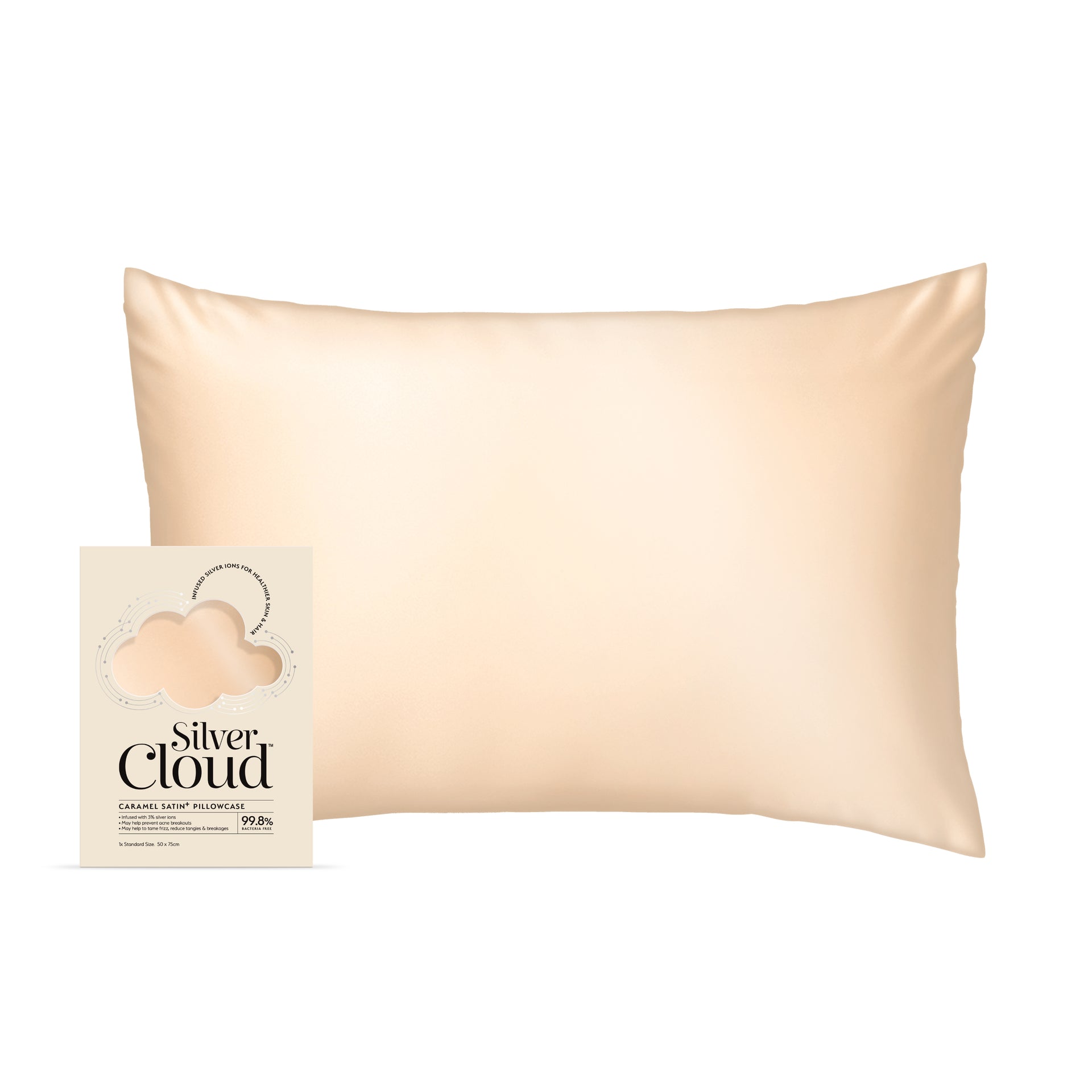 My Store Silver Cloud Caramel Satin Pillowcase With Silver Ions