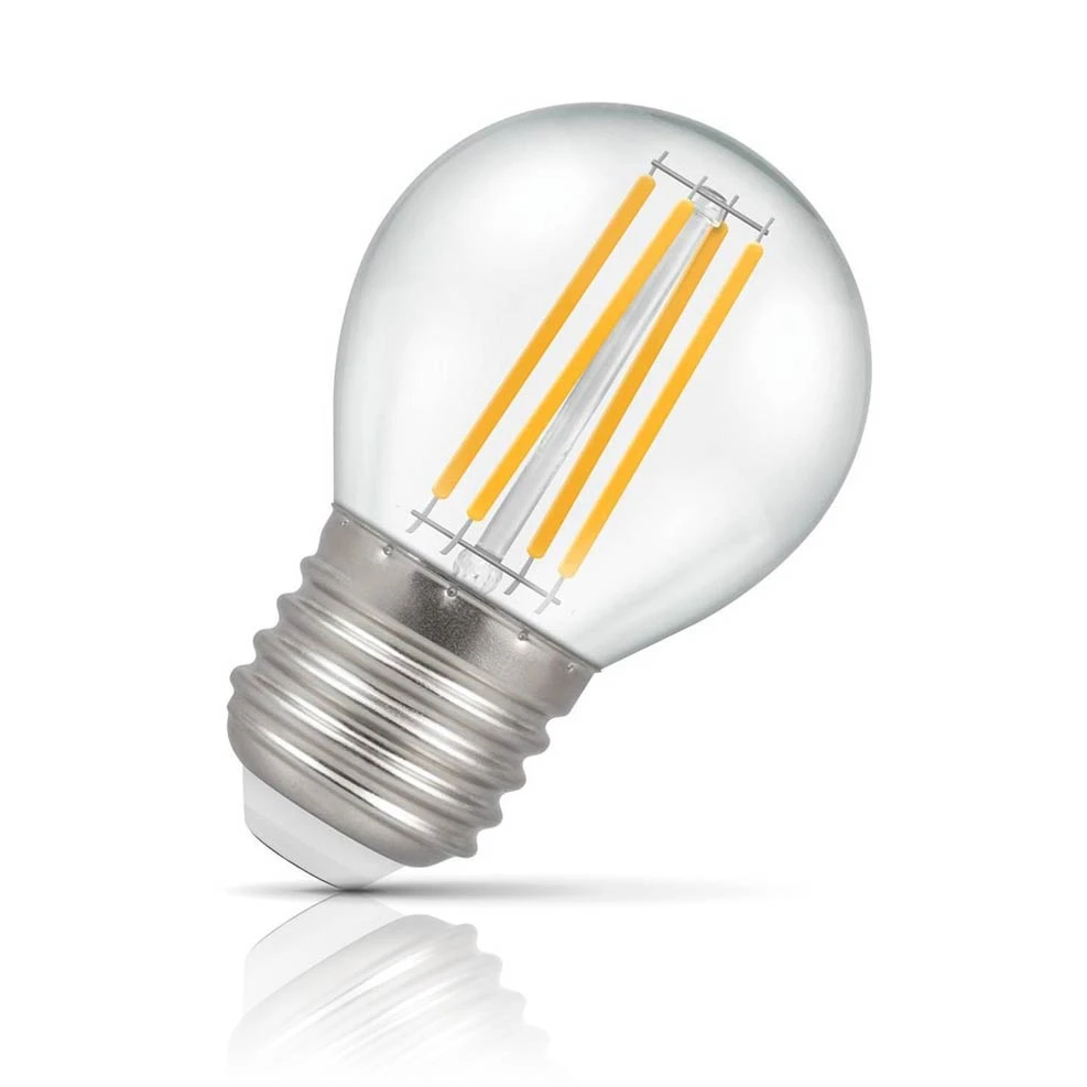 Crompton Lamps Crompton Golfball LED Light Bulb E27 6.5W (60W Eqv) Warm White Clear Filament Round Screw