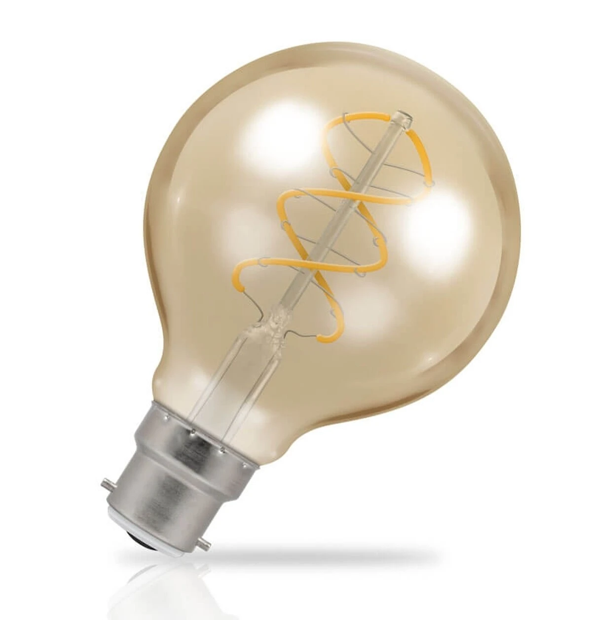 Crompton Lamps Crompton Globe LED G80 Light Bulb B22 4.9W (35W Eqv) Dim Extra Warm White Antique Spiral Filament Bayonet Vintage Gold