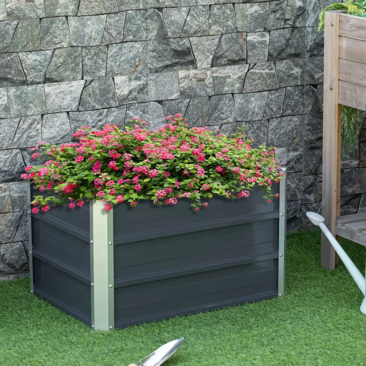 108L Raised Garden Bed, Galvanized Steel Elevated Planter Box w/ Installation Gloves for Backyard, Patio to Grow Vegetables, Herbs, and Flowers, 66 x 47 x 40cm