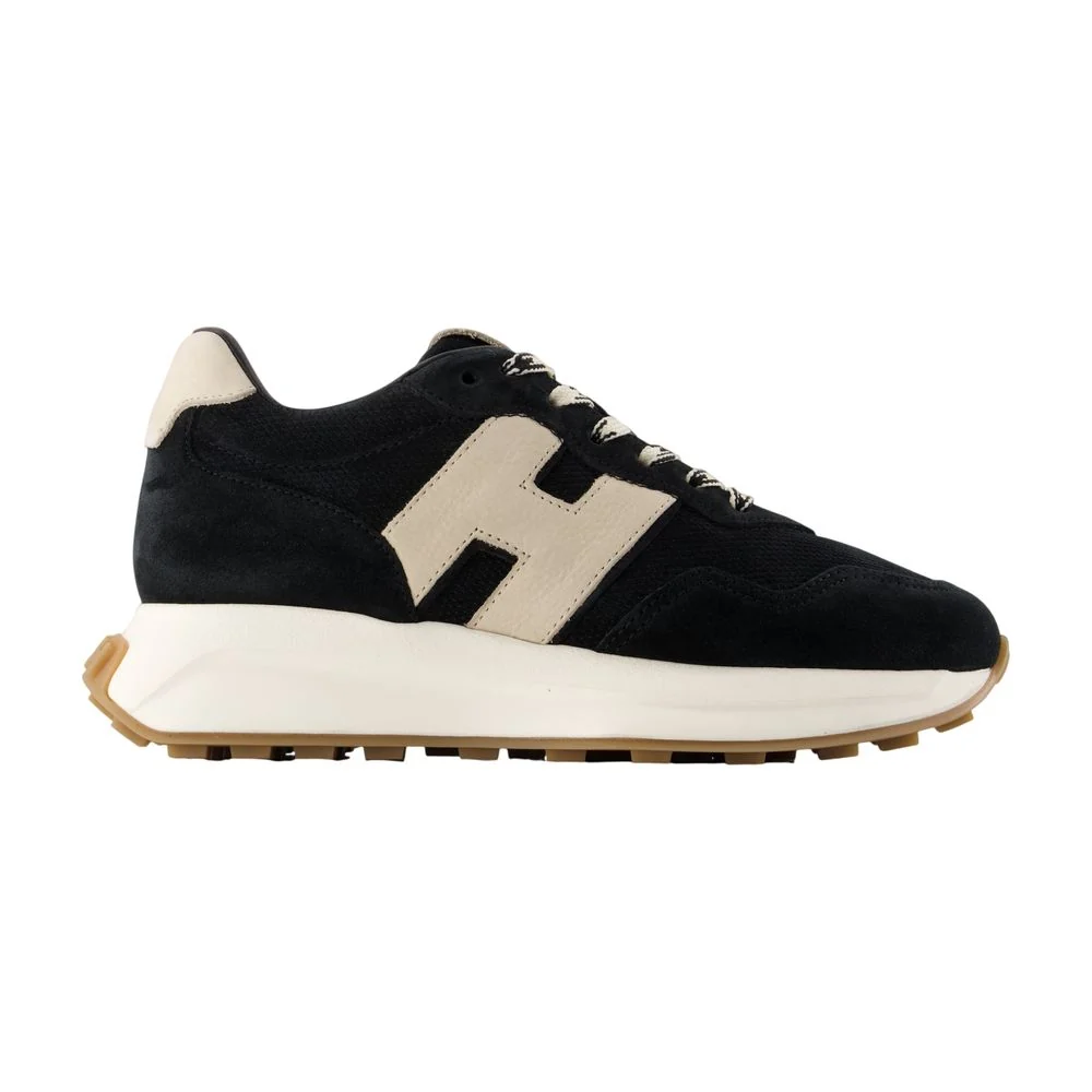 Women's H641 Allacciato H Patch Sneakers - Hogan Leather Black Calfskin Shoes
