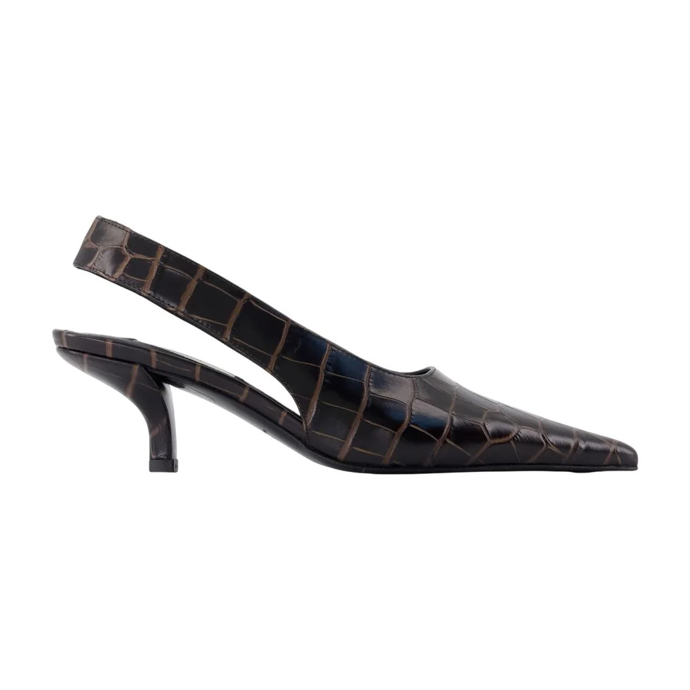 Women's Crocodile-Embossed Calfskin Heel Brown
