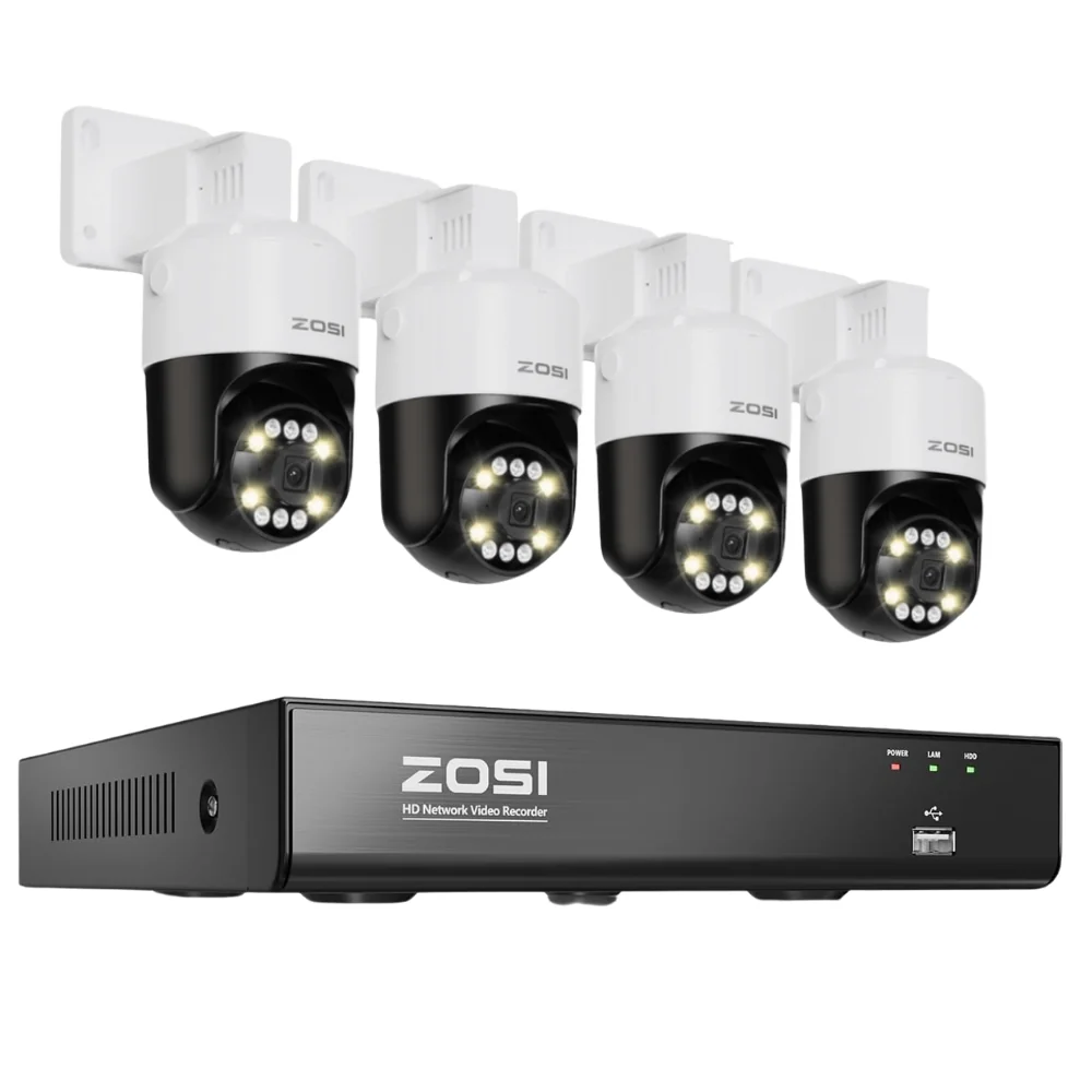 C296B 8MP PTZ Security Cameras + 4K 8 Chanel PoE NVR + 60ft Ethernet cables (No hard drive）, 4
