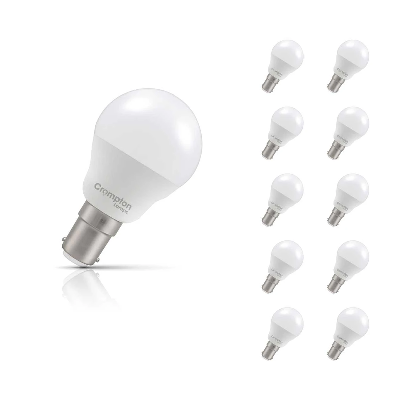 Crompton Lamps 10-Pack Crompton Golfball LED Light Bulbs B15 4.2W (40W Eqv) Warm White Opal Round Small Bayonet Frosted
