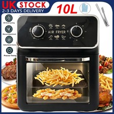 10L Manual Air Fryer Large Oven Low Fat Healthy Oil Free Frying Cooking Grill UK