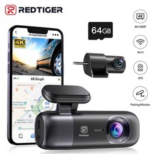 REDTIGER 4K Front and Rear Car Dash Camera With Free SD Card  GPS WiFi