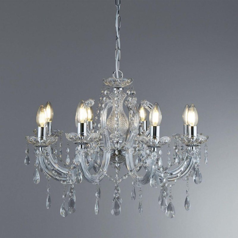 Searchlight Lighting Searchlight 399-8 Marie Therese 8 Light Chandelier Ceiling Light In Polished Chrome.