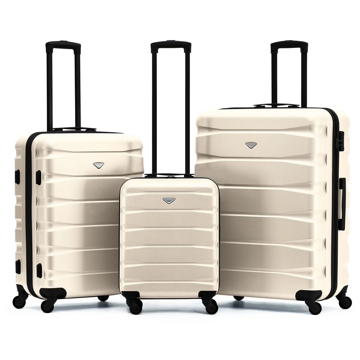 SAFIR 3-Piece Suitcase Set (55x40x20cm + Medium + Large) - Cream / Tan / Set of 3