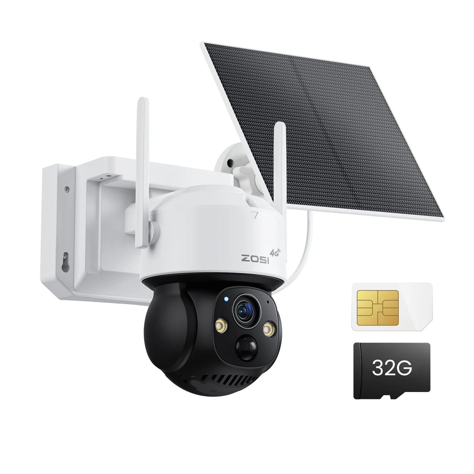 ZOSI UK Store C291 4G LTE 360° View battery solar PT camera + SIM card and 32GB Local Storage, 1pack