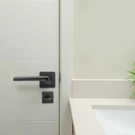 Yale Black Door Handle with Bathroom Thumbturn Siena Design
