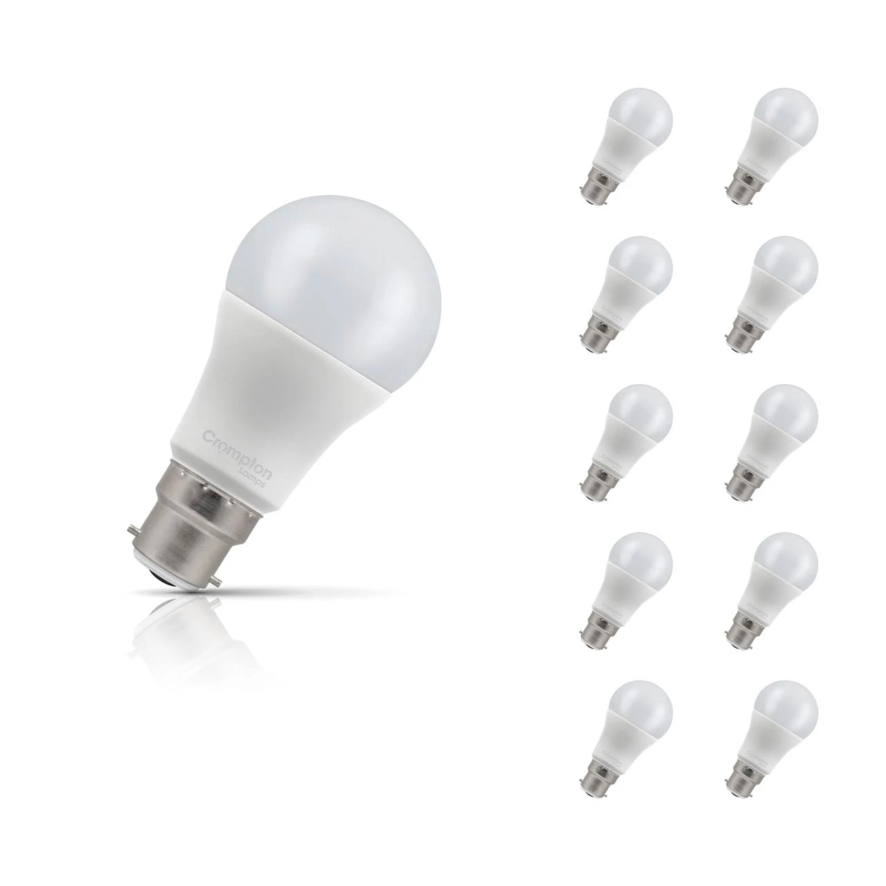 Crompton Lamps 10-Pack Crompton GLS LED Light Bulbs B22 13W (100W Eqv) Dim Warm White Opal Bayonet Frosted Bright