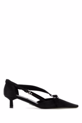 Women's Black Canvas Pumps Nero Scarpe Con Tacco High Heel Shoes