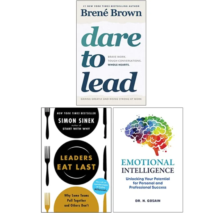 Various Authors Dare to Lead, Leaders Eat Last & Emotional Intelligence 3 Books Collection Set - Non Fiction - Paperback