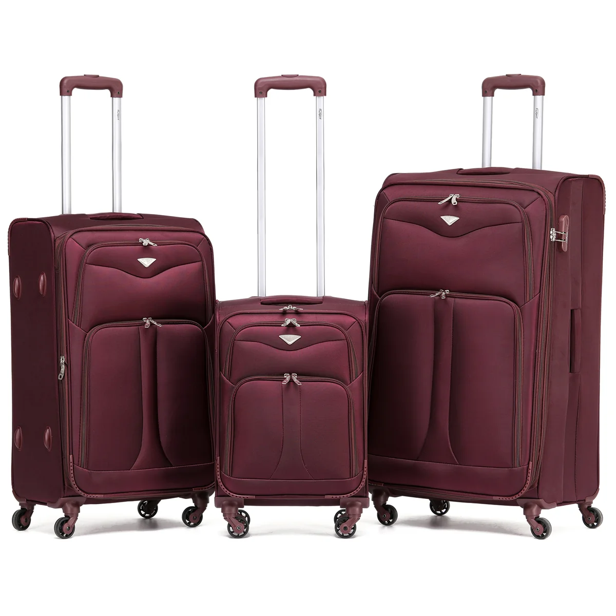 Soft Shell 3-Piece Suitcase Set (55x35x20cm + Medium + Large) - Burgundy / Set of 3