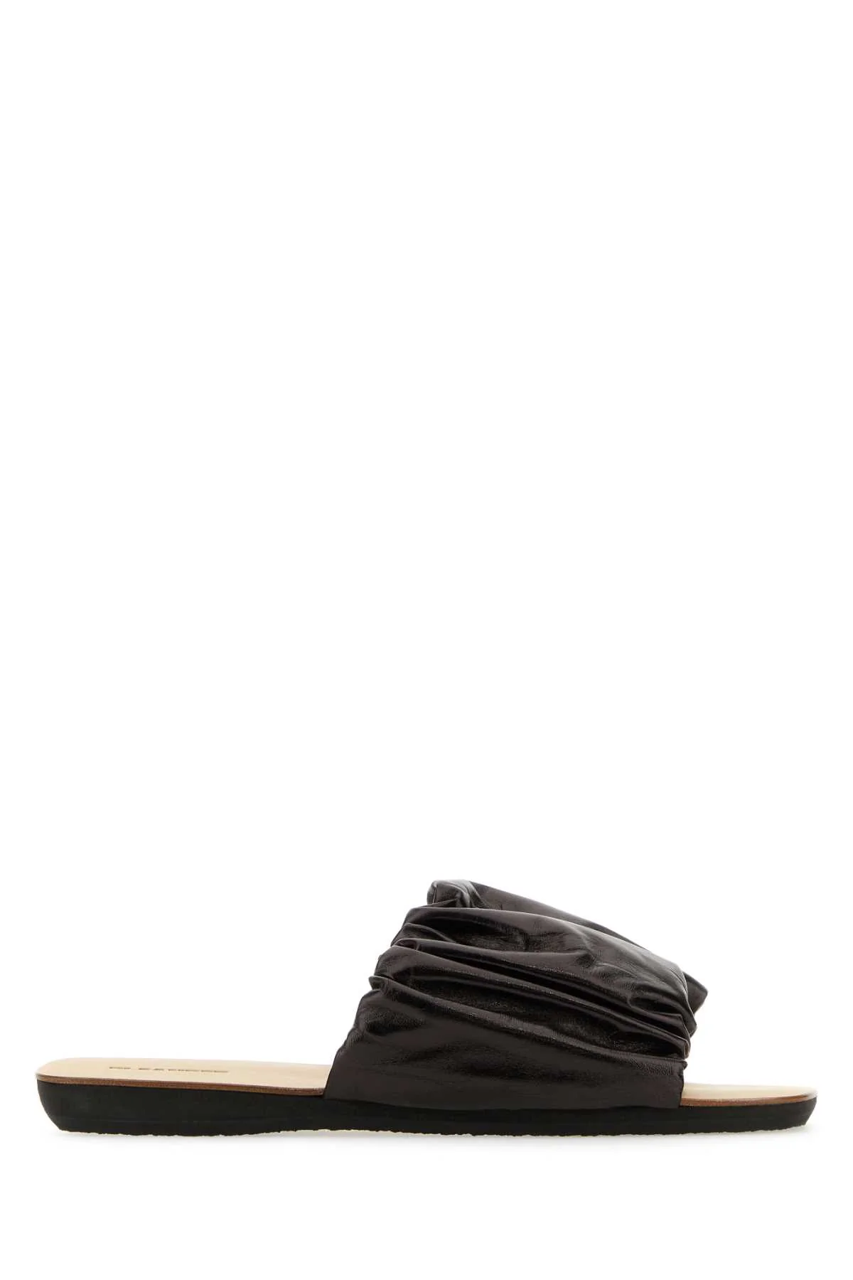 Women's Dark Brown Leather Slippers 001 Flat Shoes