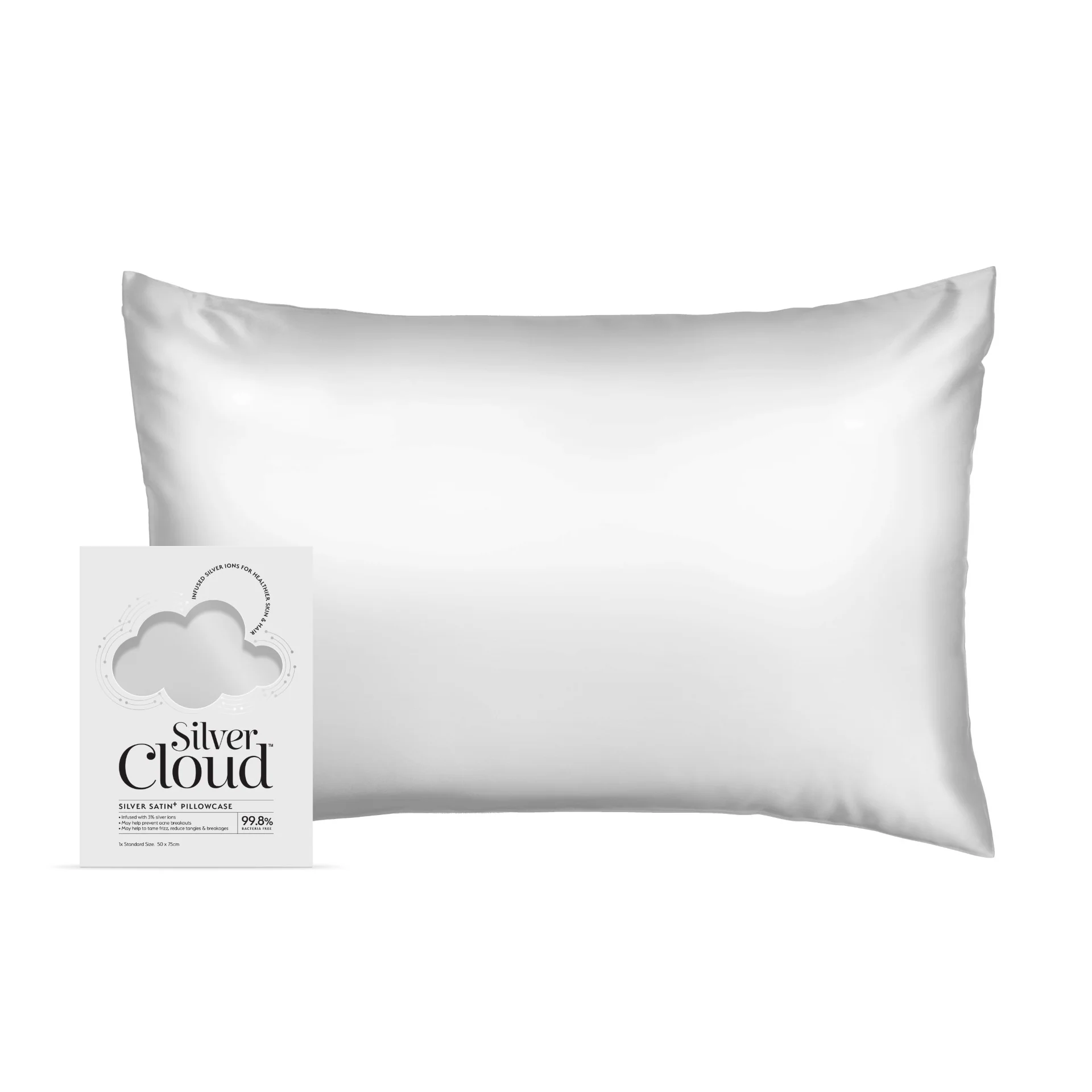 My Store Silver Cloud Satin Pillowcase Infused With Silver Ions